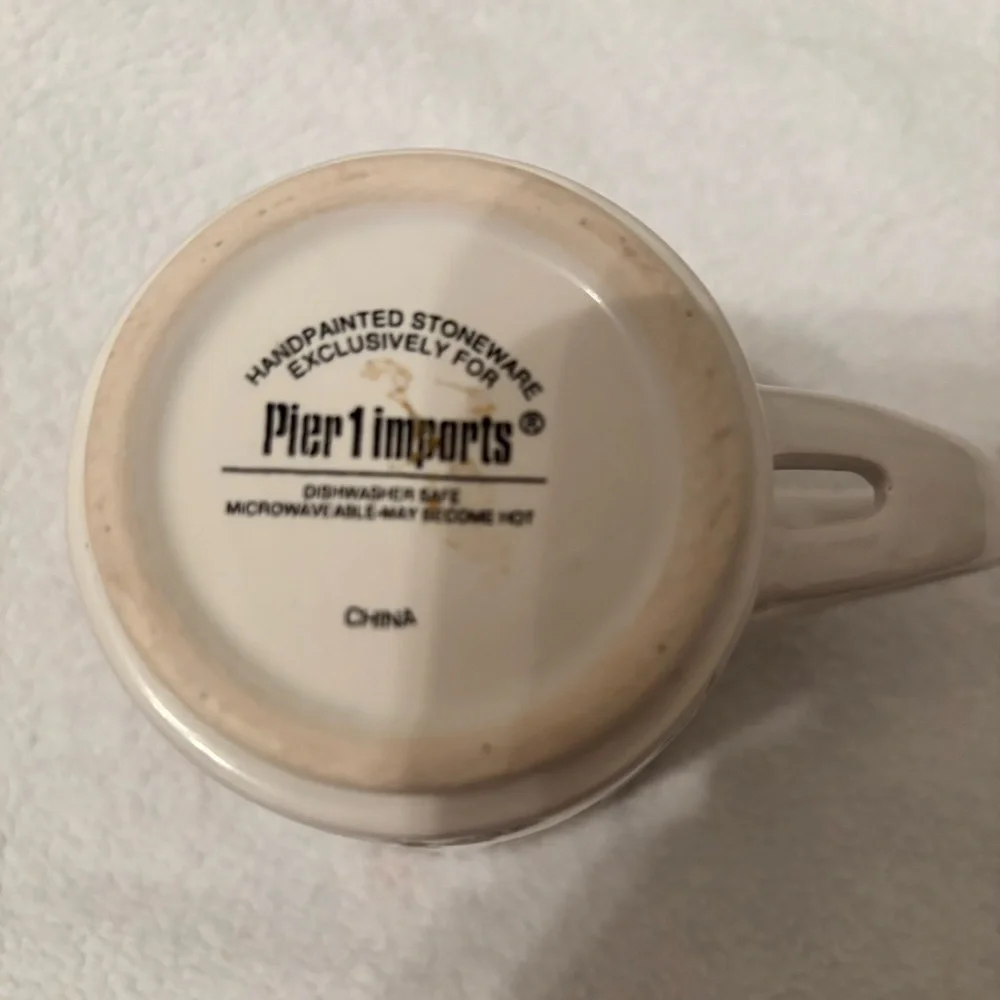 Pier 1 Handpainted Stoneware Mug vintage